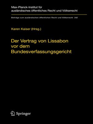 cover image of Der Vertrag von Lissabon vor dem Bundesverfassungsgericht